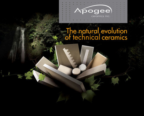Trade show booth branding graphic design and photo editing by Mindspin Studio for Apogee Ceramics