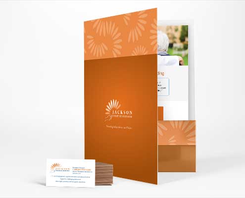 Presentation folder and business card graphic design for Jackson Therapeutic Recreation
