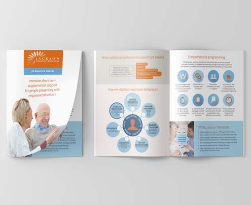 This brochure for a wellness company showcases graphic design services by Mindspin