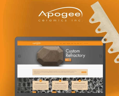 Apogee engineering branding, web, sales literature and event materials.