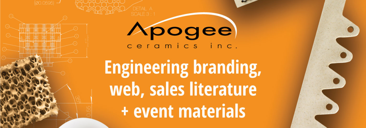 Apogee engineering branding, web, sales literature and event materials.