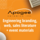 Apogee engineering branding, web, sales literature and event materials.