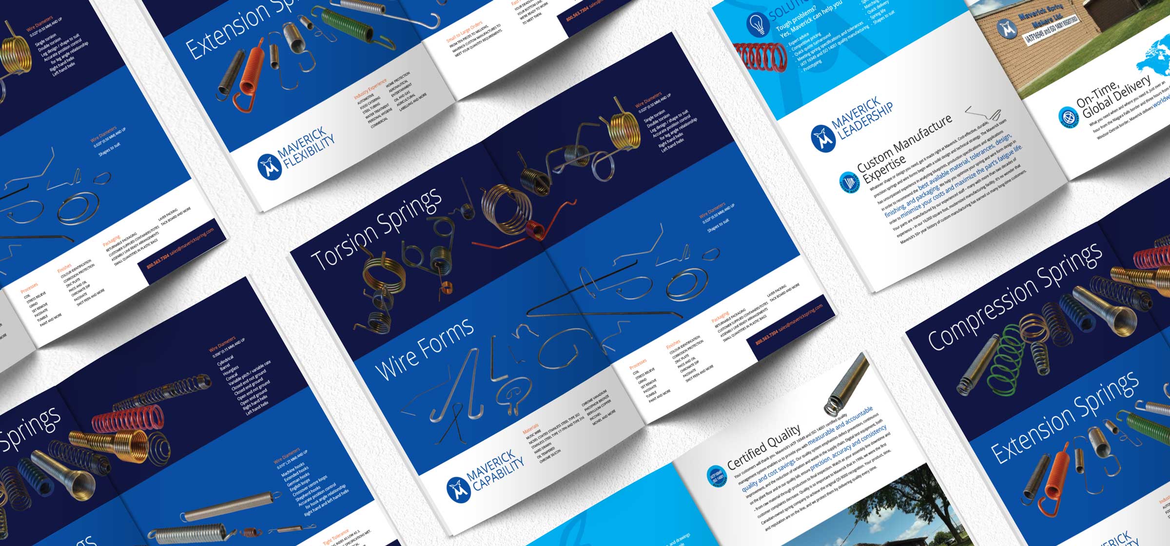 Printed product catalogue for an industrial manufacturer featuring technical specifications and product imagery.