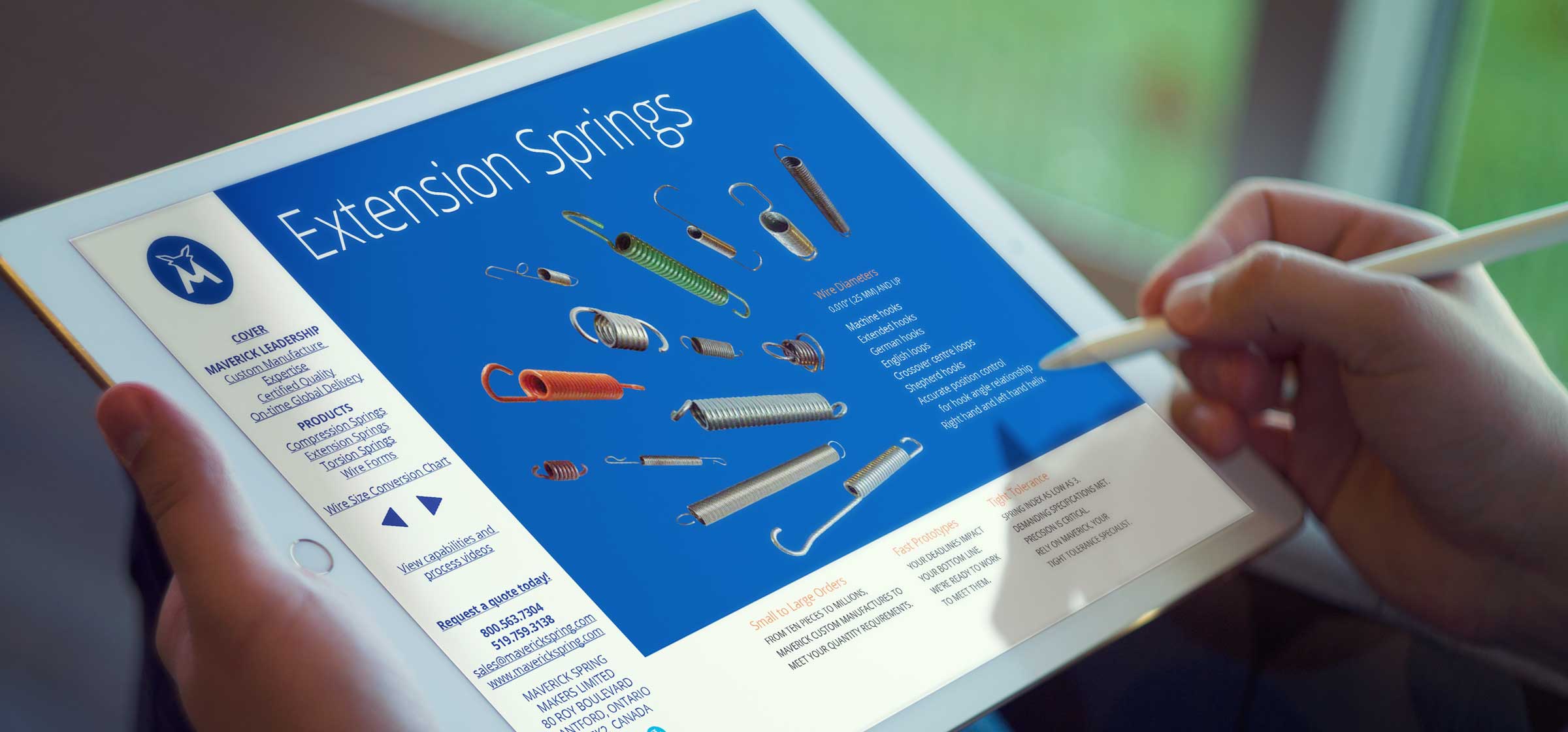 Interactive product brochure for an industrial manufacturer featuring technical specifications and structured navigation.