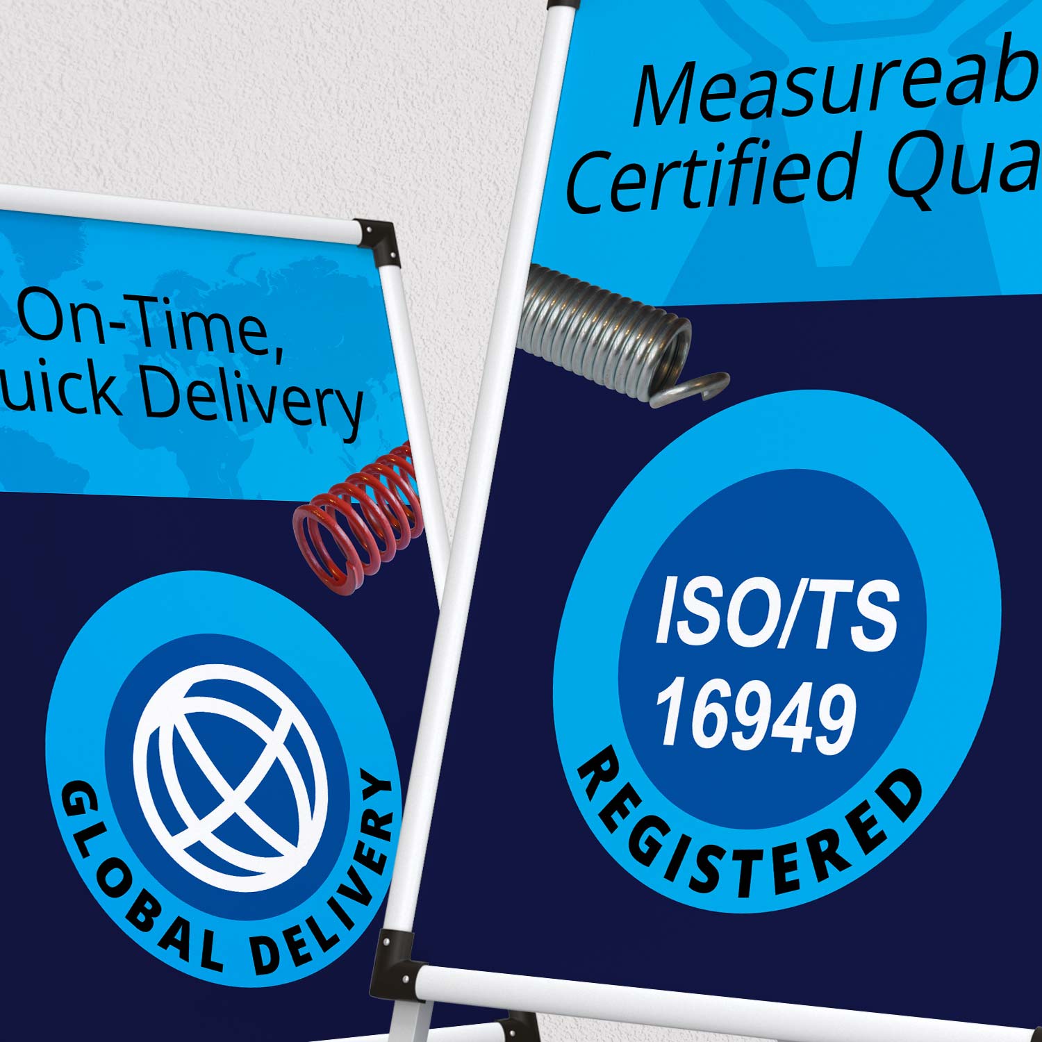 Industrial manufacturer visual system incorporating spring imagery.